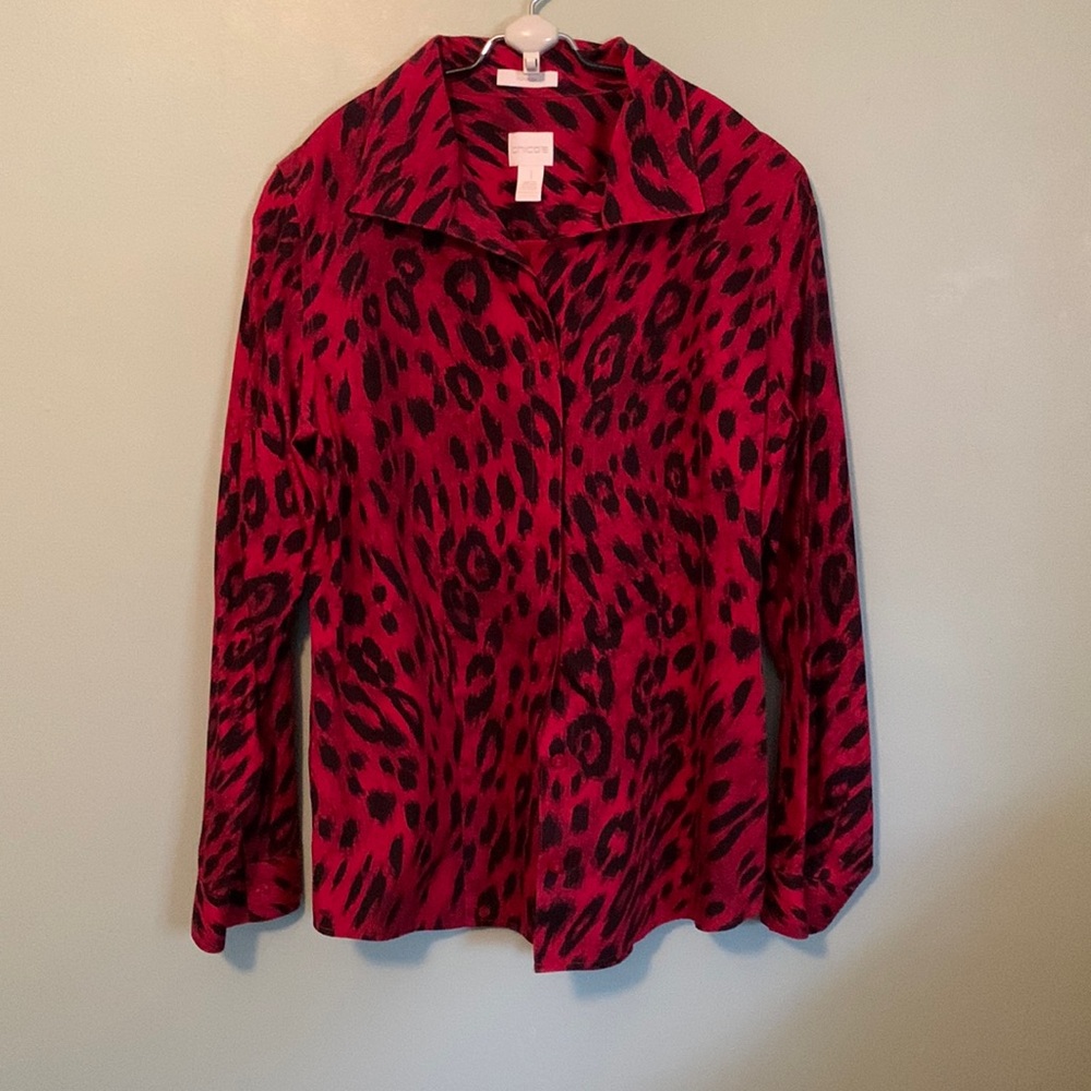Chico’s Leopard No-iron Button Down